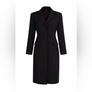 Y2K minimalist  Tailored button down Blazer Dress - Black Pinstripe - 10
